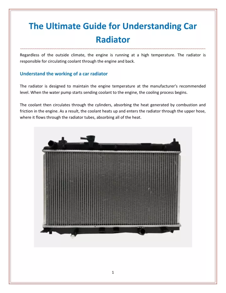 the ultimate guide for understanding car radiator