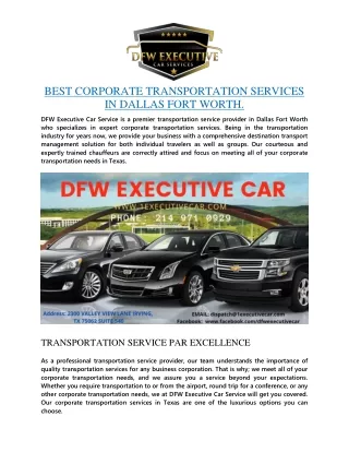 Corporate Transportation Services