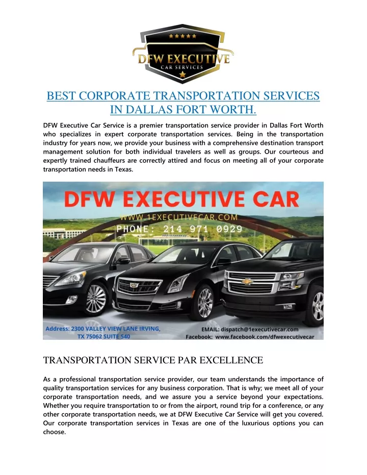 best corporate transportation services in dallas