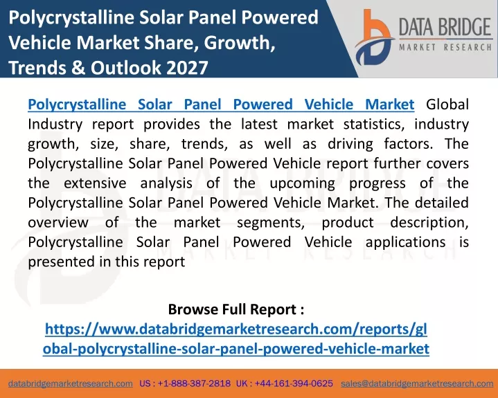 polycrystalline solar panel powered vehicle