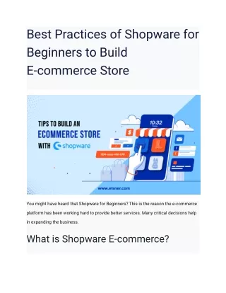 Best Practices of Shopware for Beginners to Build E-commerce Store