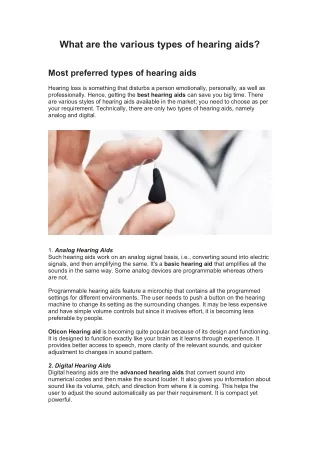 What are the various types of hearing aids