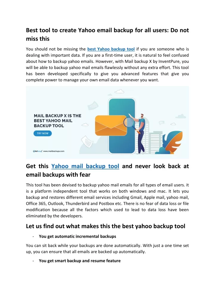 best tool to create yahoo email backup