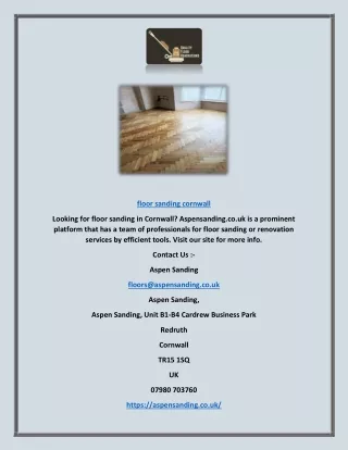 Floor Sanding Cornwall | Aspensanding.co.uk
