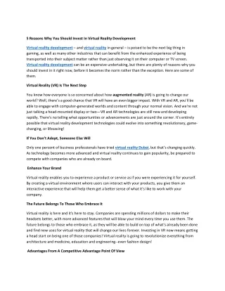 5 reasons why you should invest in virtual