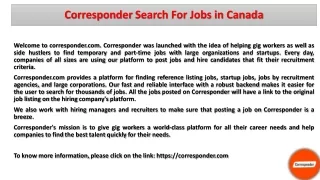 corresponder search for jobs in canada