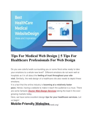 Tips For Medical Web Design 5 Tips For Healthcare Professionals For Web Design-converted