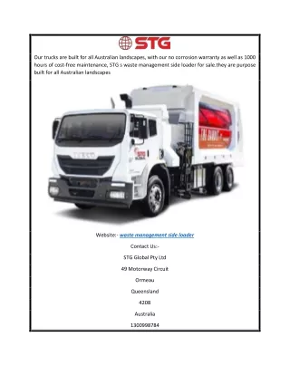 Best Waste Management Side Loader  Stgglobal.net