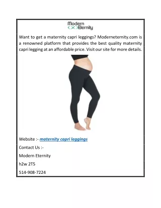 Maternity Capri Leggings  Moderneternity.com