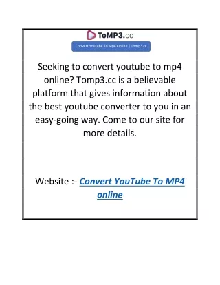 Convert Youtube To Mp4 Online  Tomp3.cc