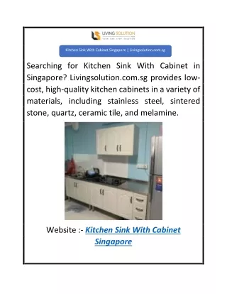 Kitchen Sink With Cabinet Singapore  Livingsolution.com.sg