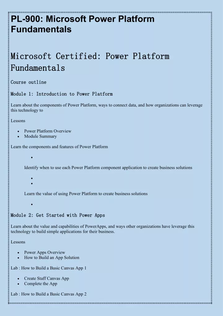 pl 900 microsoft power platform fundamentals