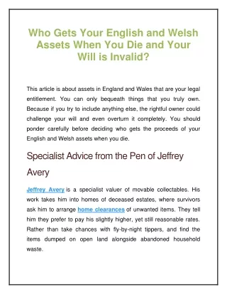 Who Gets Your English and Welsh Assets When You Die and Your Will is Invalid?