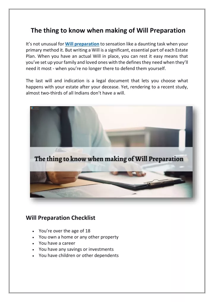 the thing to know when making of will preparation