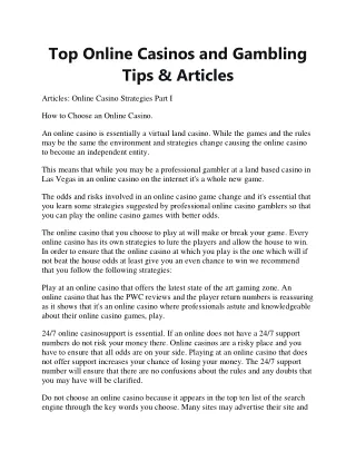 Top Online Casinos and Gambling Tips & Articles