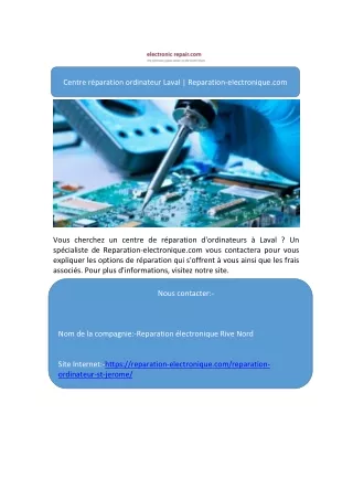 Centre réparation ordinateur Laval | Reparation-electronique.com