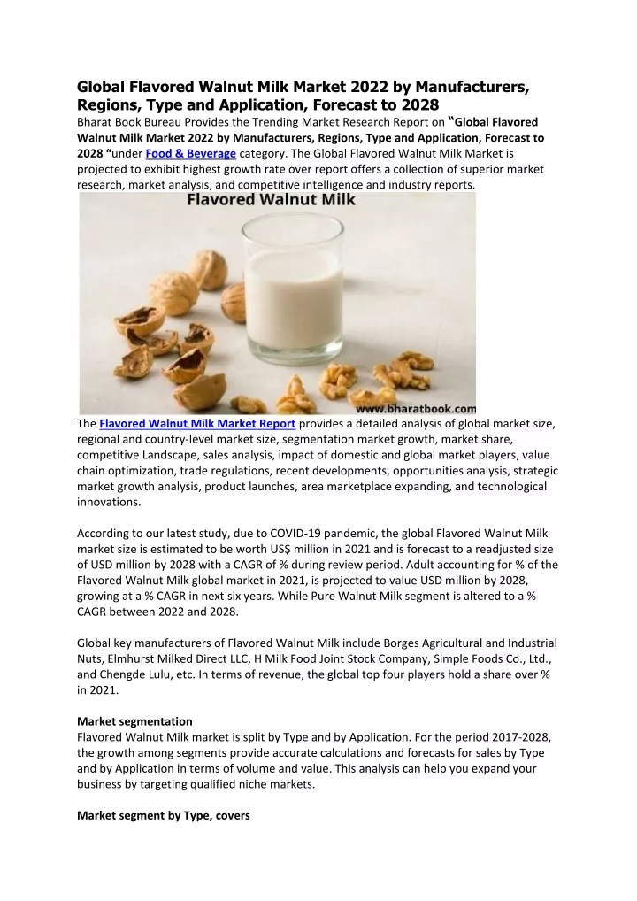 global flavored walnut milk market 2022