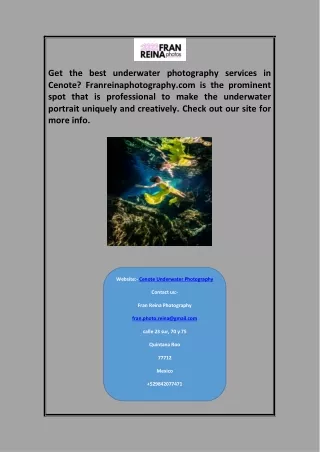 get the best underwater photography services