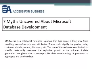 Know 7 Myths Uncovered About Microsoft Database Development