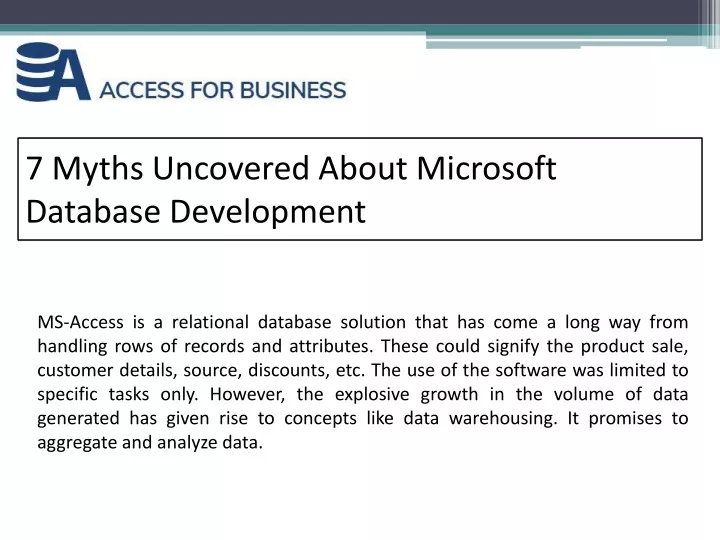 7 myths uncovered about microsoft database development