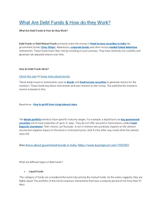 what are debt funds how do they work