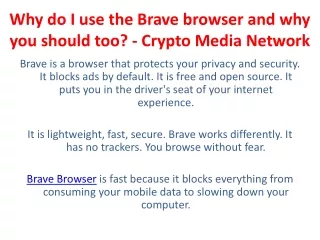 why do i use the brave browser and why you should too crypto media network