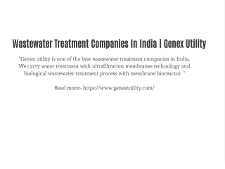 " Wastewater Treatment Companies In India | Genex Utility"