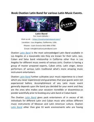 book ovation latin band for various latin music