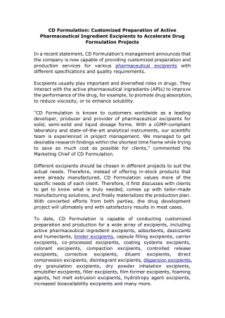 cd formulation customized preparation of active