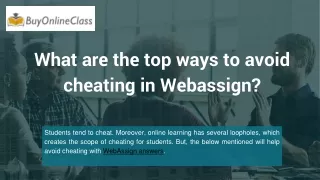 What are the top ways to avoid cheating in Webassign