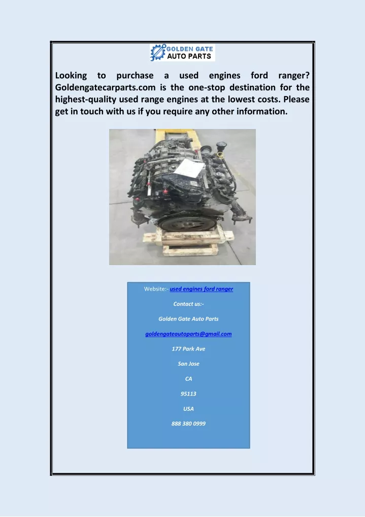 looking to purchase a used engines ford ranger
