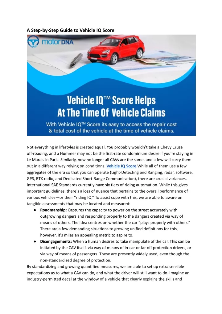 a step by step guide to vehicle iq score