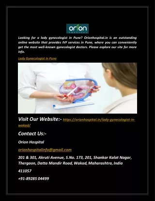 Lady Gynecologist in Pune | Orionhospital.in
