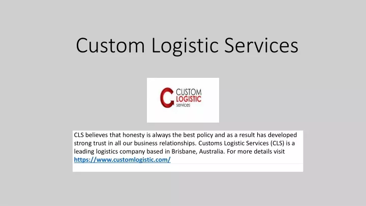 custom logistic services