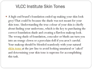 vlcc institute skin tones
