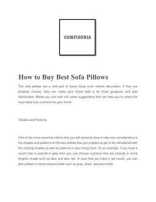 How to Buy Best Sofa Pillows