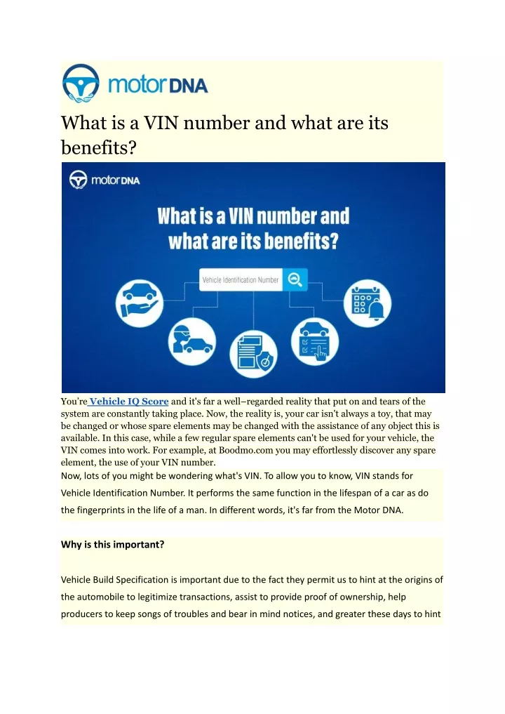what is a vin number and what are its benefits