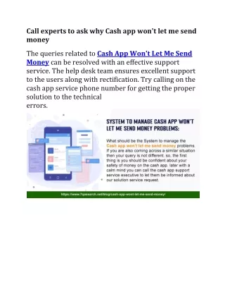 call experts to ask why cash