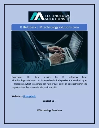 It Helpdesk | Mtechnologysolutions.com