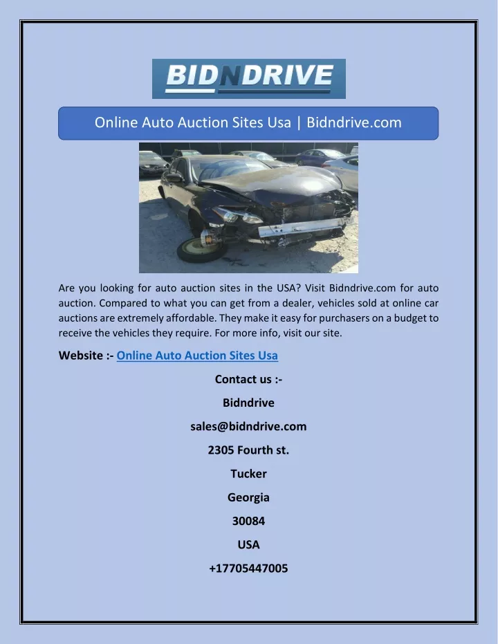 online auto auction sites usa bidndrive com