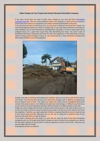 Make Changes On Your Property By Hiring Professional Demolition Company