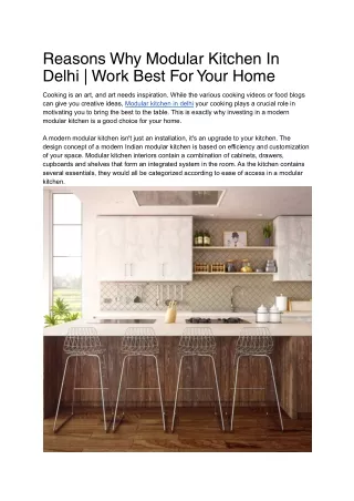 reasons why modular kitchen in delhi work best