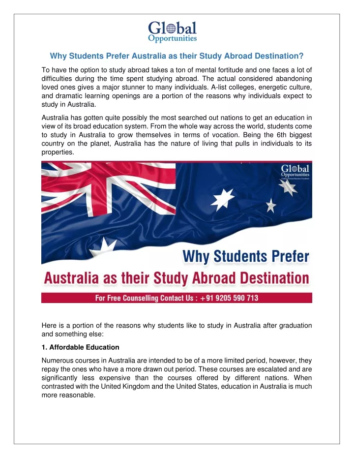 why students prefer australia as their study