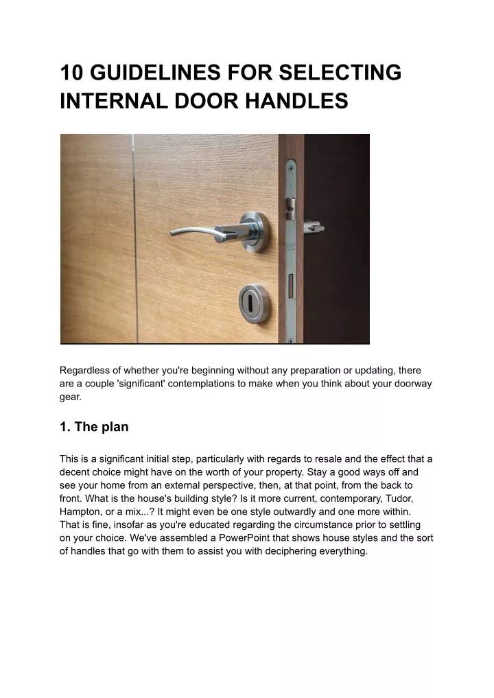 10 guidelines for selecting internal door handles
