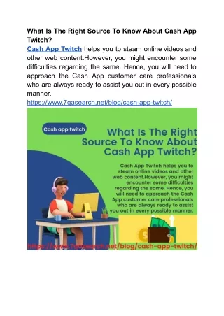 What Is The Right Source To Know About Cash App Twitch?