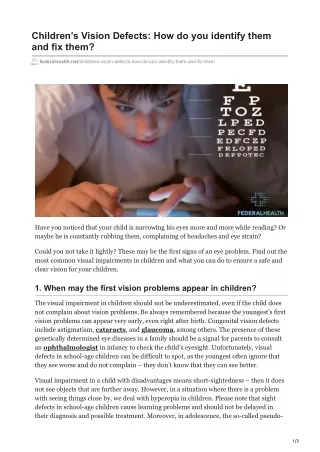 children s vision defects how do you identify