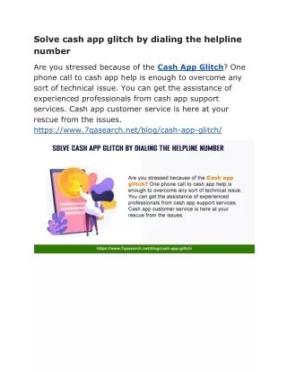 Solve cash app glitch by dialing the helpline number