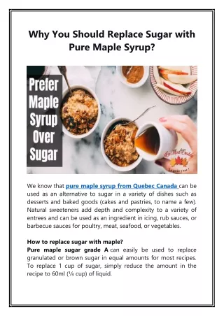 Why You Should Replace Sugar With Pure Maple Syrup