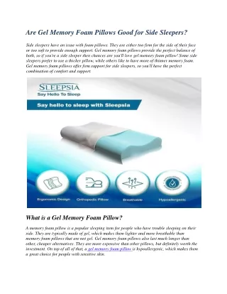 are gel memory foam pillows good for side sleepers
