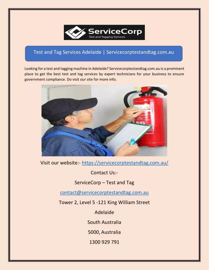 test and tag services adelaide